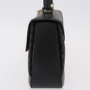 CELINE Macadam Canvas Hand Bag PVC Black Gold Tone Auth mr2952A-3