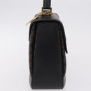 CELINE Macadam Canvas Hand Bag PVC Black Gold Tone Auth mr2952A-4