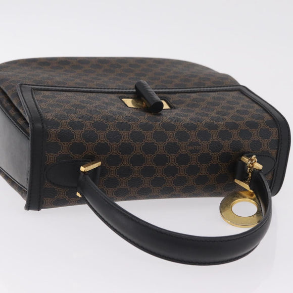 CELINE Macadam Canvas Hand Bag PVC Black Gold Tone Auth mr2952A