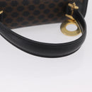 CELINE Macadam Canvas Hand Bag PVC Black Gold Tone Auth mr2952A-8