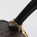 CELINE Macadam Canvas Hand Bag PVC Black Gold Tone Auth mr2952A-9