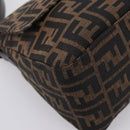 FENDI Zucca Canvas Mamma Baguette Shoulder Bag Brown Silver Auth mr2954V-15