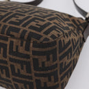 FENDI Zucca Canvas Mamma Baguette Shoulder Bag Brown Silver Auth mr2954V-16