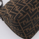FENDI Zucca Canvas Mamma Baguette Shoulder Bag Brown Silver Auth mr2954V-17