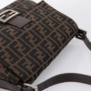 FENDI Zucca Canvas Mamma Baguette Shoulder Bag Brown Silver Auth mr2954V-6