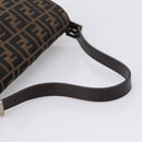 FENDI Zucca Canvas Mamma Baguette Shoulder Bag Brown Silver Auth mr2954V-7
