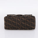 FENDI Zucca Canvas Mamma Baguette Shoulder Bag Brown Silver Auth mr2954V-5
