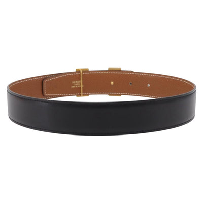 HERMES Belt Leather Black Brown Auth mr2956V - 0