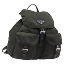 PRADA Backpack Nylon Khaki Silver Auth mr2957-1