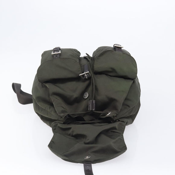 PRADA Backpack Nylon Khaki Silver Auth mr2957