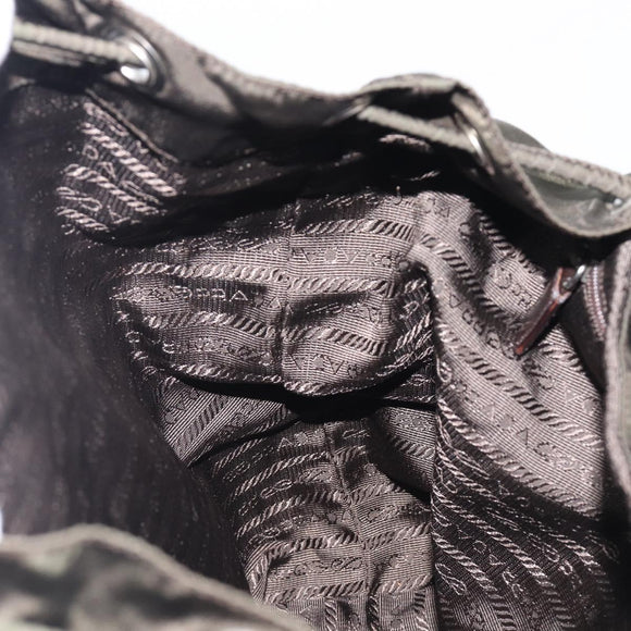 PRADA Backpack Nylon Khaki Silver Auth mr2957
