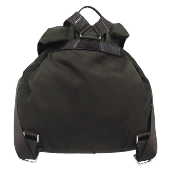 PRADA Backpack Nylon Khaki Silver Auth mr2957