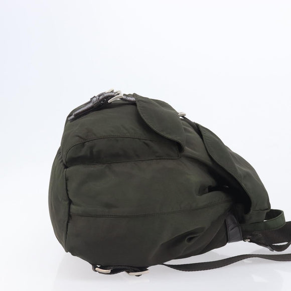 PRADA Backpack Nylon Khaki Silver Auth mr2957