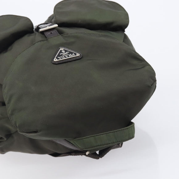 PRADA Backpack Nylon Khaki Silver Auth mr2957