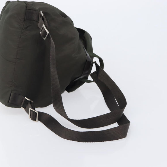 PRADA Backpack Nylon Khaki Silver Auth mr2957
