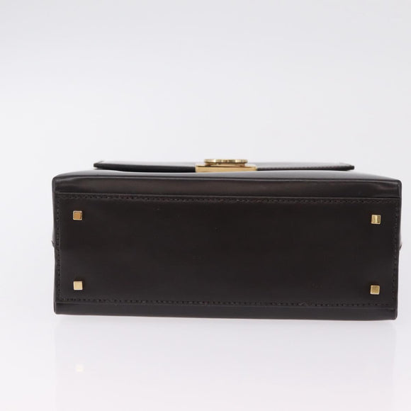 Salvatore Ferragamo Hand Bag Leather Brown Gold Tone Auth mr2958A
