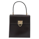 Salvatore Ferragamo Hand Bag Leather Brown Gold Tone Auth mr2958A-13
