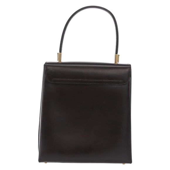 Salvatore Ferragamo Hand Bag Leather Brown Gold Tone Auth mr2958A
