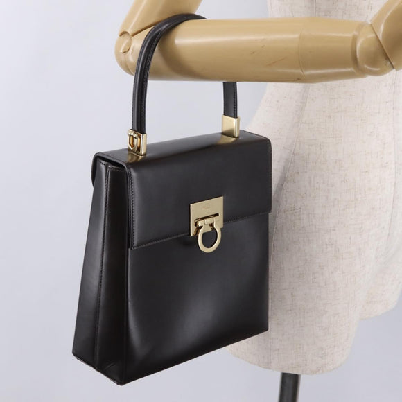 Salvatore Ferragamo Hand Bag Leather Brown Gold Tone Auth mr2958A
