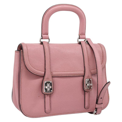 Miu Miu Hand Bag Leather 2way Pink Silver Auth mr2964A