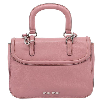 Miu Miu Hand Bag Leather 2way Pink Silver Auth mr2964A - 0