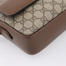 GUCCI GG Supreme Shoulder Bag PVC Beige Gold Tone 645454 Auth mr2966V-15