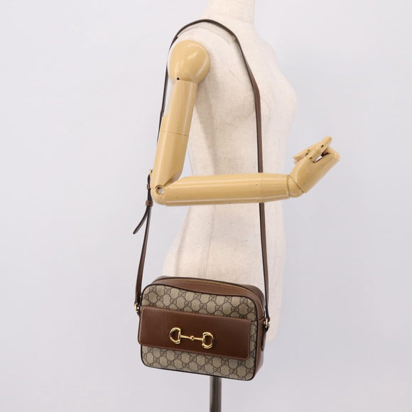 GUCCI GG Supreme Shoulder Bag PVC Beige Gold Tone 645454 Auth mr2966V