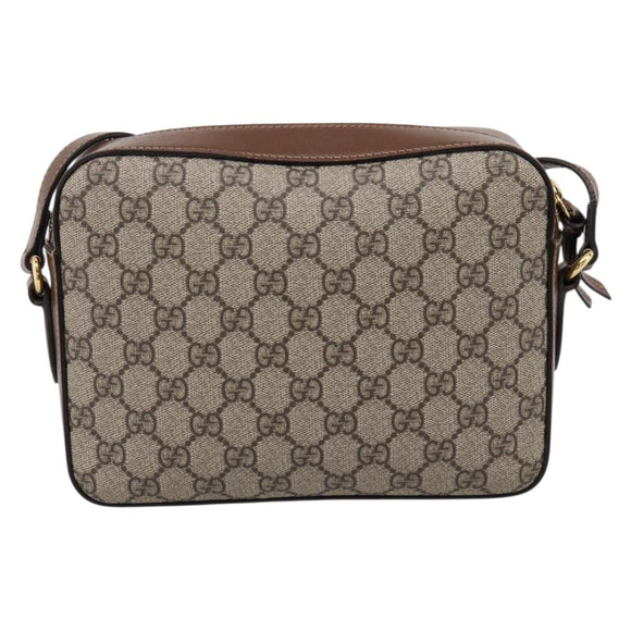 GUCCI GG Supreme Shoulder Bag PVC Beige Gold Tone 645454 Auth mr2966V