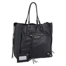 Balenciaga Mini Paper A4 Hand Bag Leather Black Silver 357330 Auth mr2968A-1