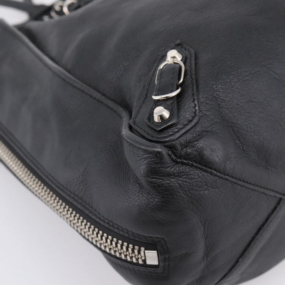 Balenciaga Mini Paper A4 Hand Bag Leather Black Silver 357330 Auth mr2968A