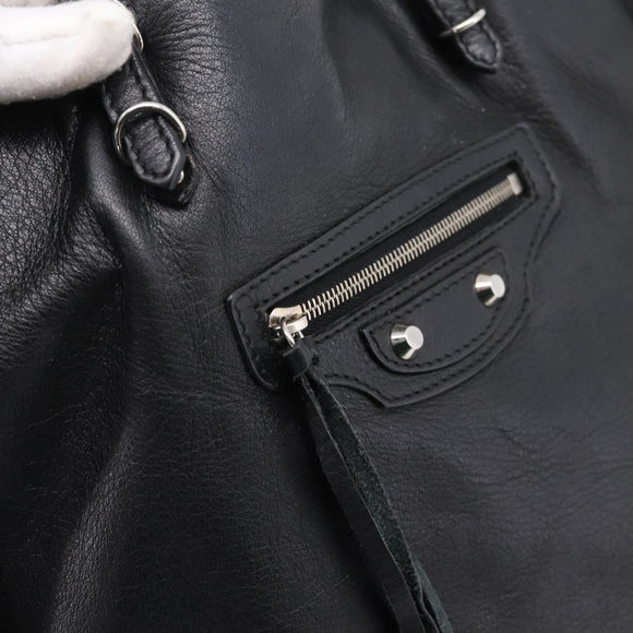 Balenciaga Mini Paper A4 Hand Bag Leather Black Silver 357330 Auth mr2968A