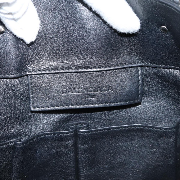 Balenciaga Mini Paper A4 Hand Bag Leather Black Silver 357330 Auth mr2968A