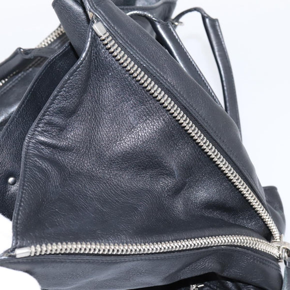Balenciaga Mini Paper A4 Hand Bag Leather Black Silver 357330 Auth mr2968A