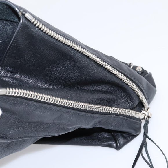 Balenciaga Mini Paper A4 Hand Bag Leather Black Silver 357330 Auth mr2968A