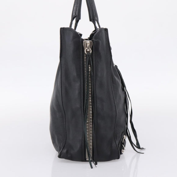 Balenciaga Mini Paper A4 Hand Bag Leather Black Silver 357330 Auth mr2968A