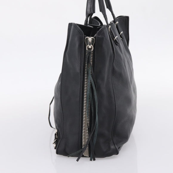 Balenciaga Mini Paper A4 Hand Bag Leather Black Silver 357330 Auth mr2968A