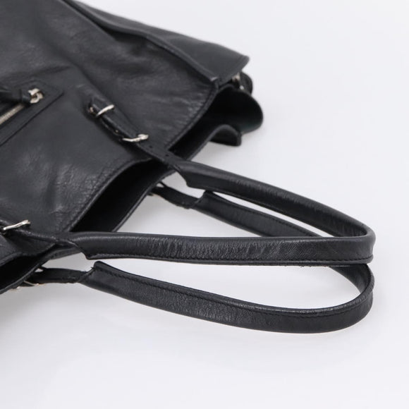 Balenciaga Mini Paper A4 Hand Bag Leather Black Silver 357330 Auth mr2968A