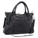 Balenciaga The Town Hand Bag Leather 2way Black 240579 Auth mr2969SAM-1