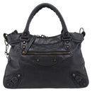 Balenciaga The Town Hand Bag Leather 2way Black 240579 Auth mr2969SAM-2