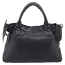Balenciaga The Town Hand Bag Leather 2way Black 240579 Auth mr2969SAM-3