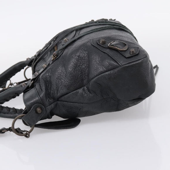 Balenciaga The Town Hand Bag Leather 2way Black 240579 Auth mr2969SAM