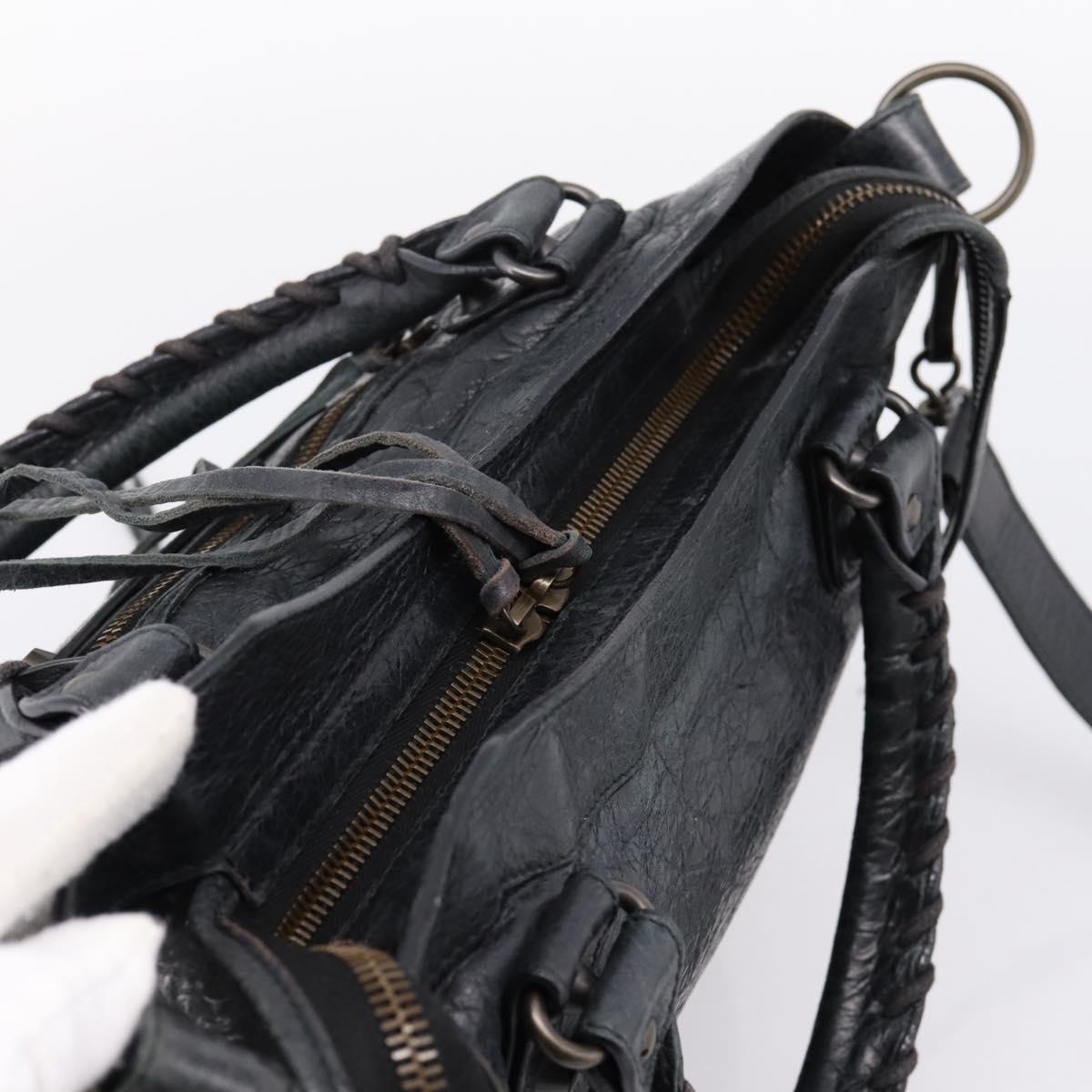 Balenciaga The Town Hand Bag Leather 2way Black 240579 Auth