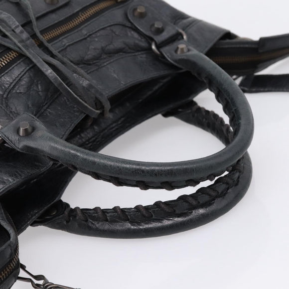 Balenciaga The Town Hand Bag Leather 2way Black 240579 Auth mr2969SAM