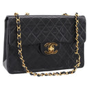 CHANEL Matelasse Big Matelasse 34 Shoulder Bag Lamb Skin Black CC Auth mr2970SAV-1