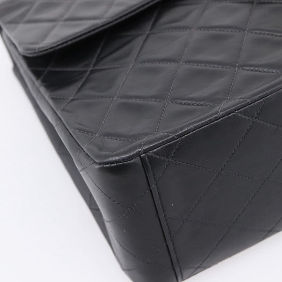 CHANEL Matelasse Big Matelasse 34 Shoulder Bag Lamb Skin Black CC Auth mr2970SAV