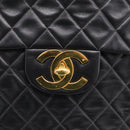 CHANEL Matelasse Big Matelasse 34 Shoulder Bag Lamb Skin Black CC Auth mr2970SAV-14