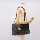 CHANEL Matelasse Big Matelasse 34 Shoulder Bag Lamb Skin Black CC Auth mr2970SAV-28