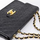 CHANEL Matelasse Big Matelasse 34 Shoulder Bag Lamb Skin Black CC Auth mr2970SAV-6