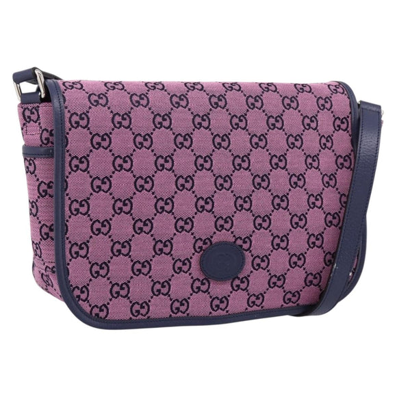 GUCCI GG Canvas Childrens Shoulder Bag Pink Silver Auth mr2971A