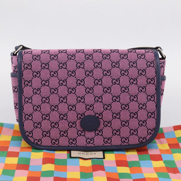 GUCCI GG Canvas Childrens Shoulder Bag Pink Silver Auth mr2971A